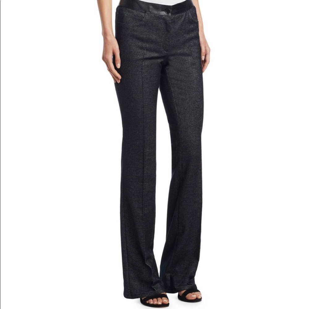 NWOT Black Faye Leather Waist Bootcut Denim Pants